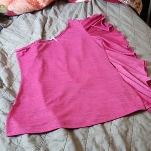 Studio Y Pink One-Sleeve Cap Sleeve Shirt, Small